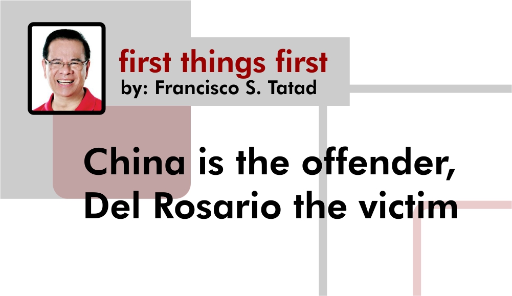 China is the offender, Del Rosario the victim
