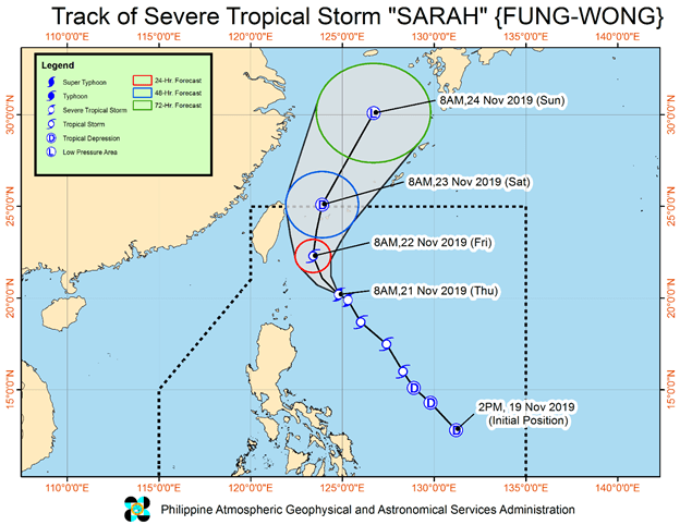 Storm signal lifted as ‘Sarah’ changes course