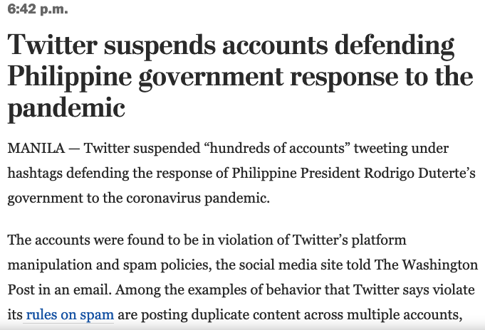 Twitter suspends pro-Duterte copy-paste trolls
