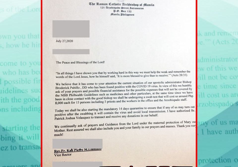 Manila Cathedral bares fake solicitation letter