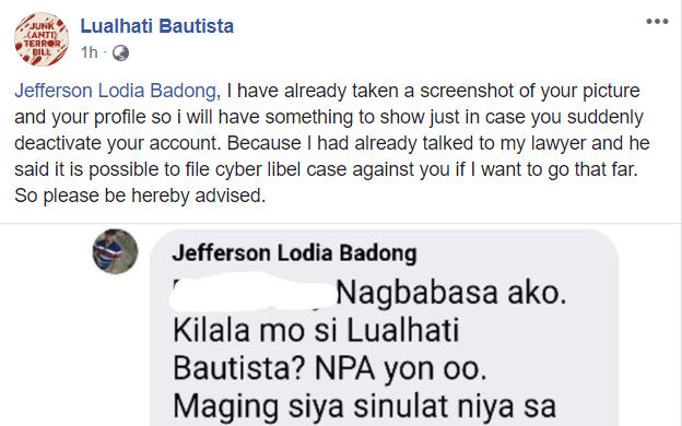Facebook user deletes apology, changes profile name after drawing flak for red-tagging Filipino novelist