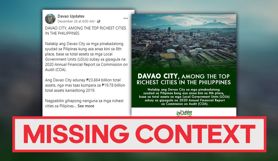 FACT-CHECK: Based on net assets, Davao City is not the richest city in Mindanao
