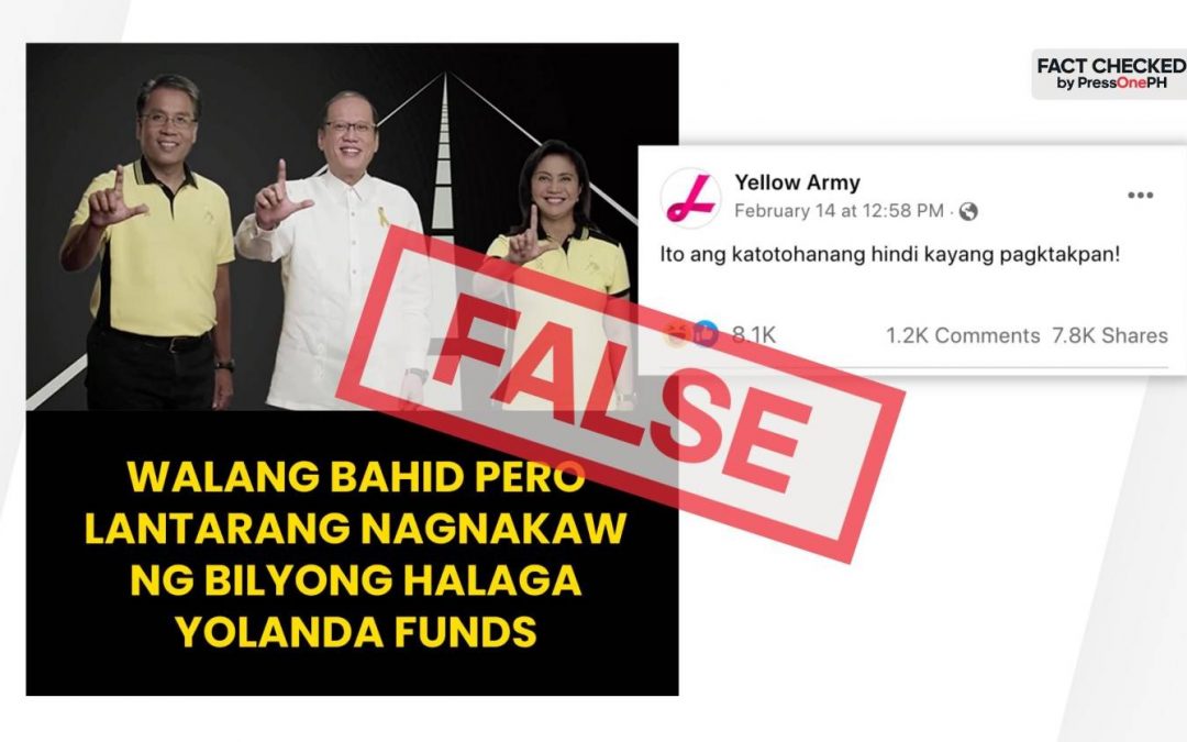 FACT-CHECK: Aquino, Roxas, Robredo wala malambigit og kurapsyon sa Yolanda funds