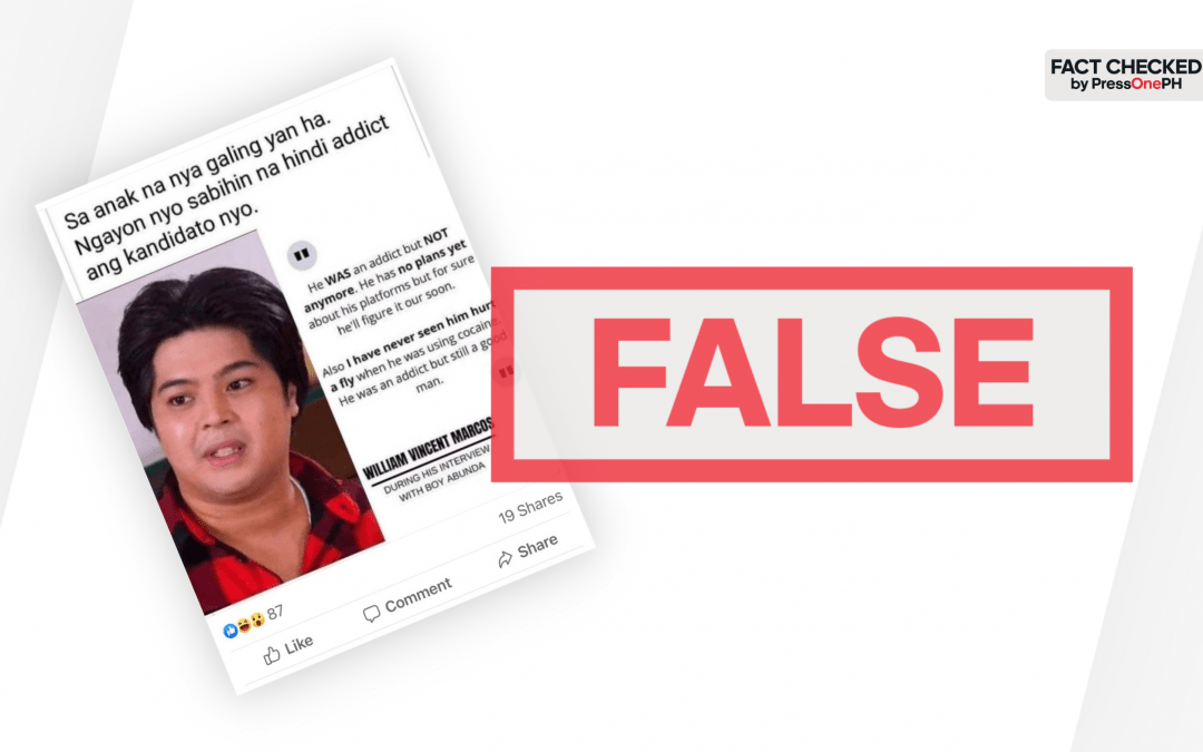 Fact Check: Marcos son falsely quoted as saying dad was an ‘addict,’ had ‘no plans yet about his platforms’