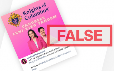 FACT-CHECK: Knights of Columbus in the Philippines did not endorse Leni-Kiko