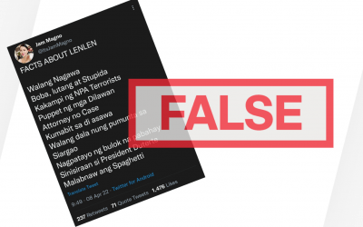 FACT CHECK: Jam Magno’s ‘kumabit sa may asawa si Len-Len’ claim is false