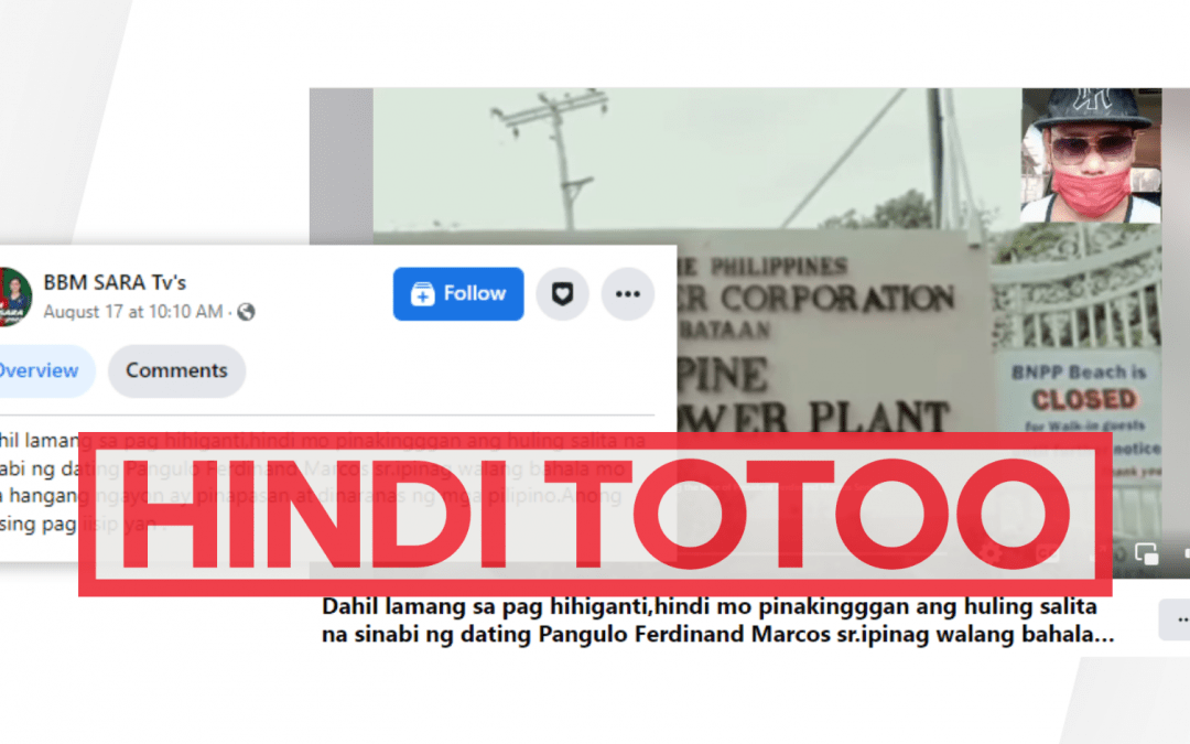 FACT-CHECK: Pinabayaan ni Cory Aquino ang Bataan Nuclear Power Plant bilang paghihiganti