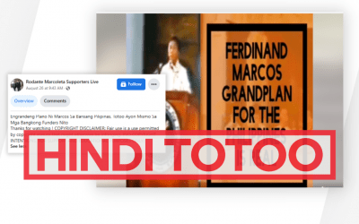 FACT-CHECK: Isang Facebook page ang nag-recycle ng na-fact check na video tungkol sa ‘grand plan’ daw ni Marcos para sa mga Pilipino