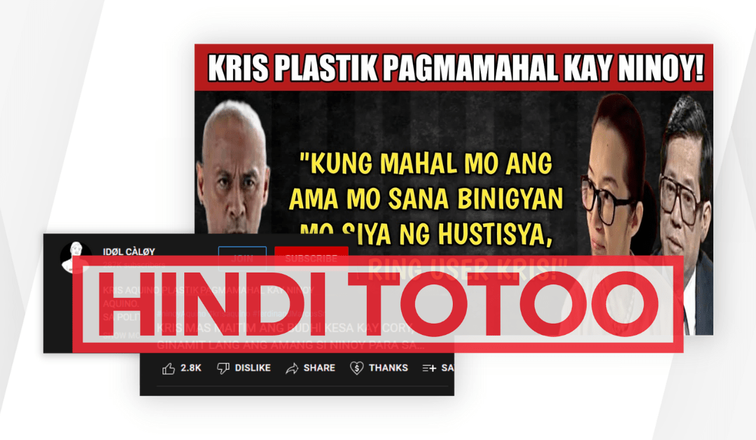 FACT-CHECK: Hindi sinabi ng isang political analyst na ginamit lang ni Kris Aquino ang kanyang yumaong ama para sa kasikatan