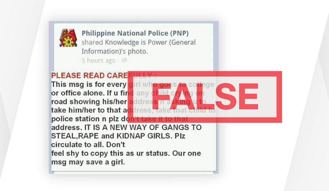 FACT-CHECK: Circulating post on new kidnap scheme is fake