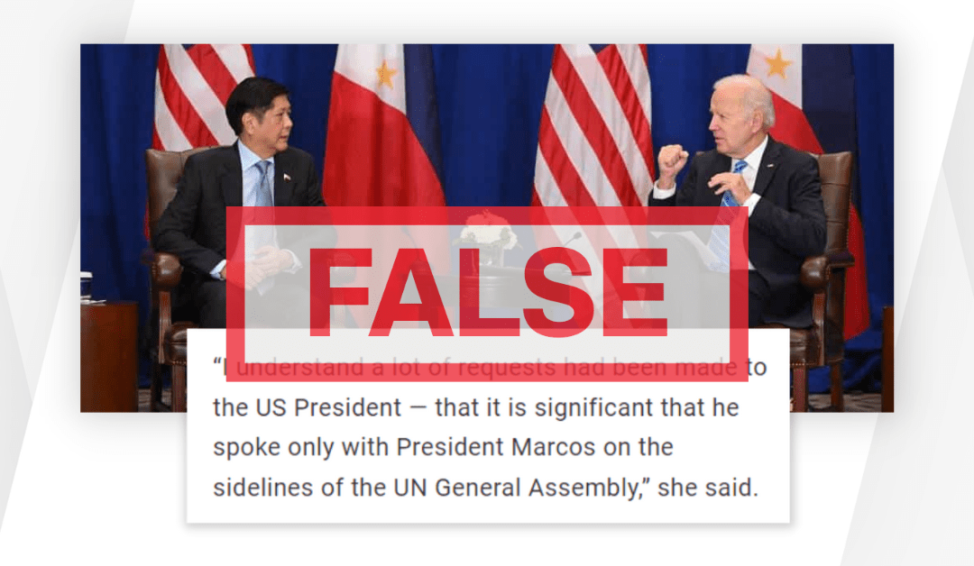 FACT-CHECK: Press secretary claims Biden agreed to meet only Marcos Jr. at UNGA sidelines