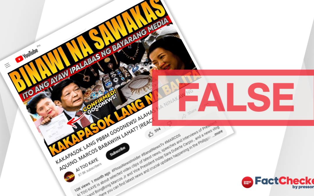 FACT-CHECK: YouTube channel falsely claims Marcoses retrieved ‘stolen’ jewelry