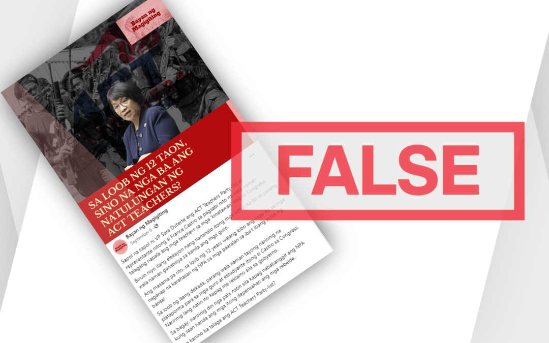 FACT-CHECK: Facebook post falsely claims party-list group did nothing for educators in 12 years in Congress