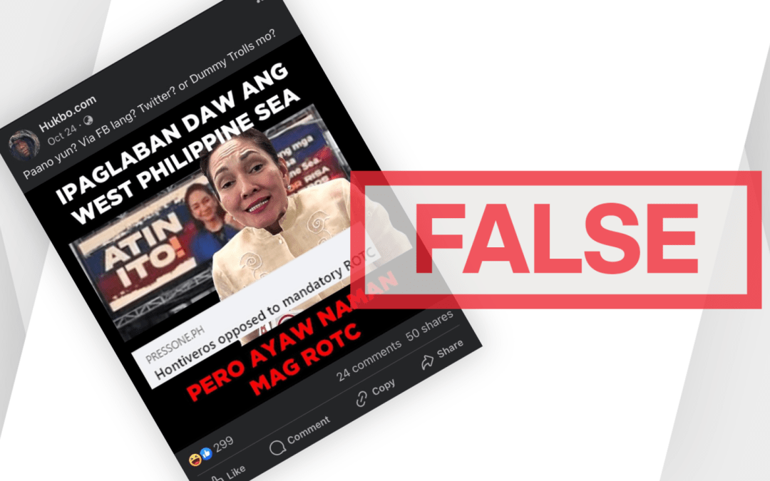 FACT-CHECK: Meme falsely claims Sen. Risa Hontiveros opposes ROTC