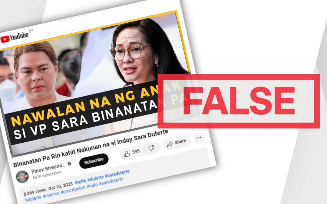 FACT- CHECK: VP Sara Duterte didn’t have a miscarriage in 2017